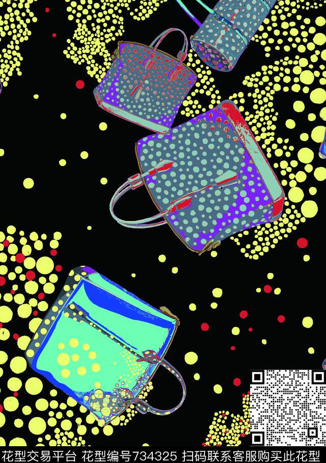 格子抽象花卉数码印花华亿平台下载（图片编号: 734325） - 瓦栏（Walan）