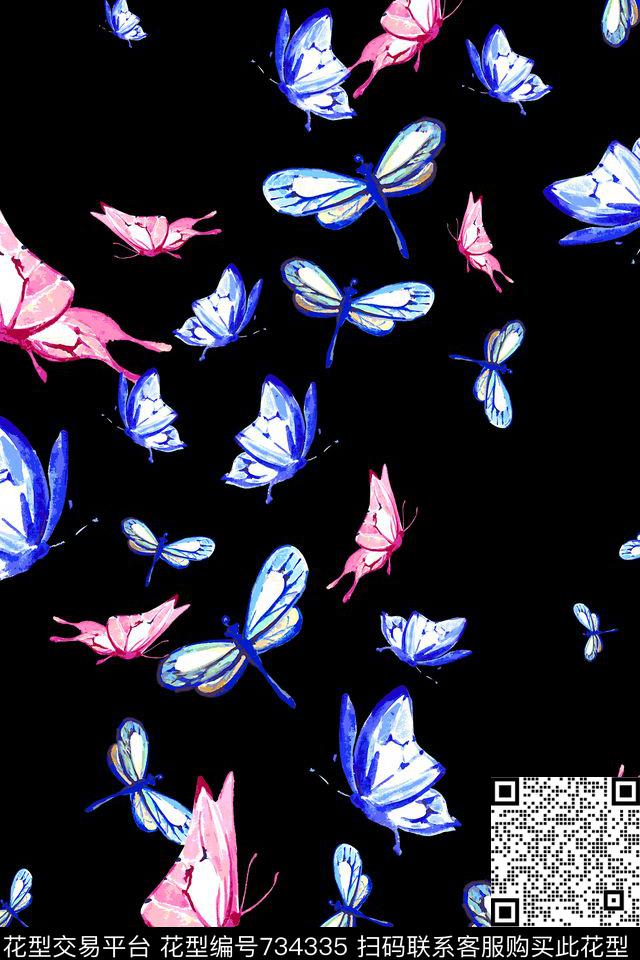 动物纹蝴蝶趣味数码印花华亿平台下载（图片编号: 734335） - 瓦栏（Walan）