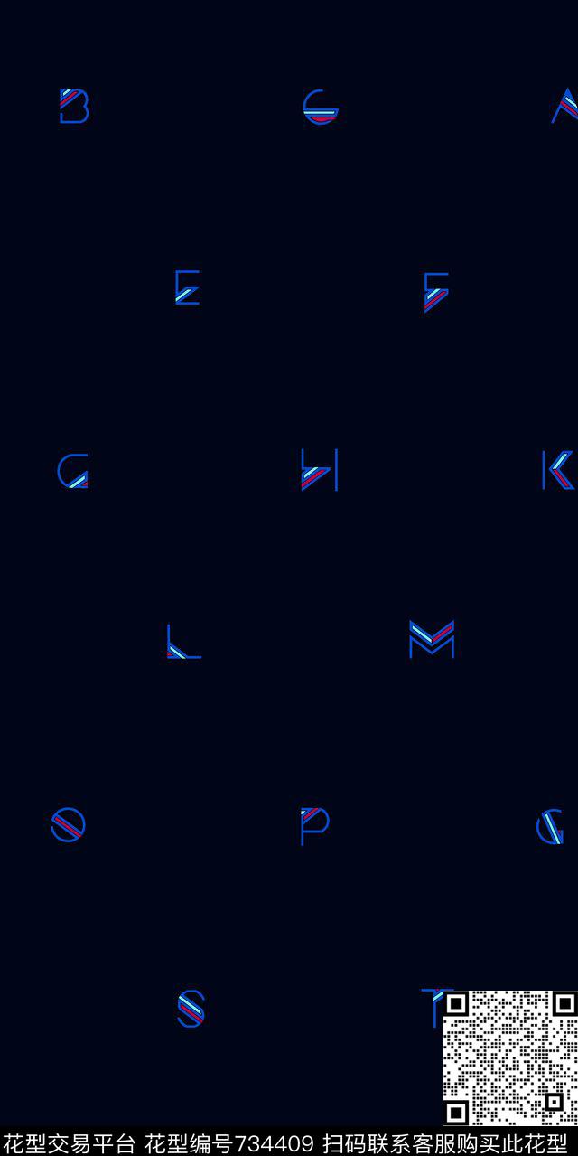 多彩字母趣味数码印花华亿平台下载（图片编号: 734409） - 瓦栏（Walan）