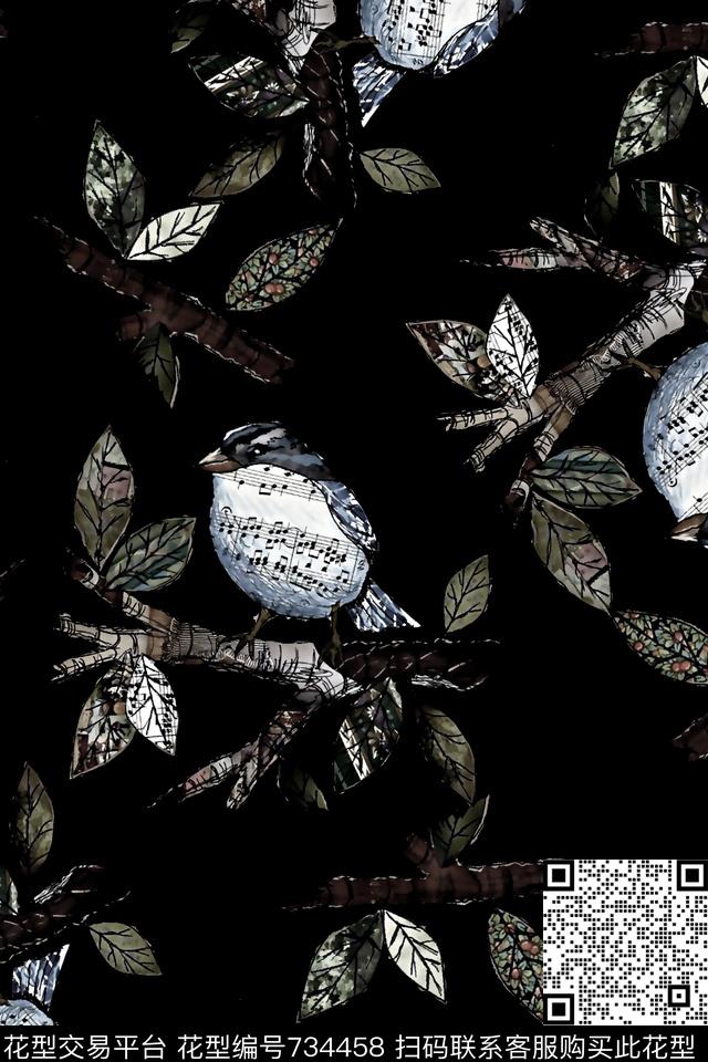 鸟树枝男装夹克华亿平台数码印花华亿平台下载（图片编号: 734458） - 瓦栏（Walan）