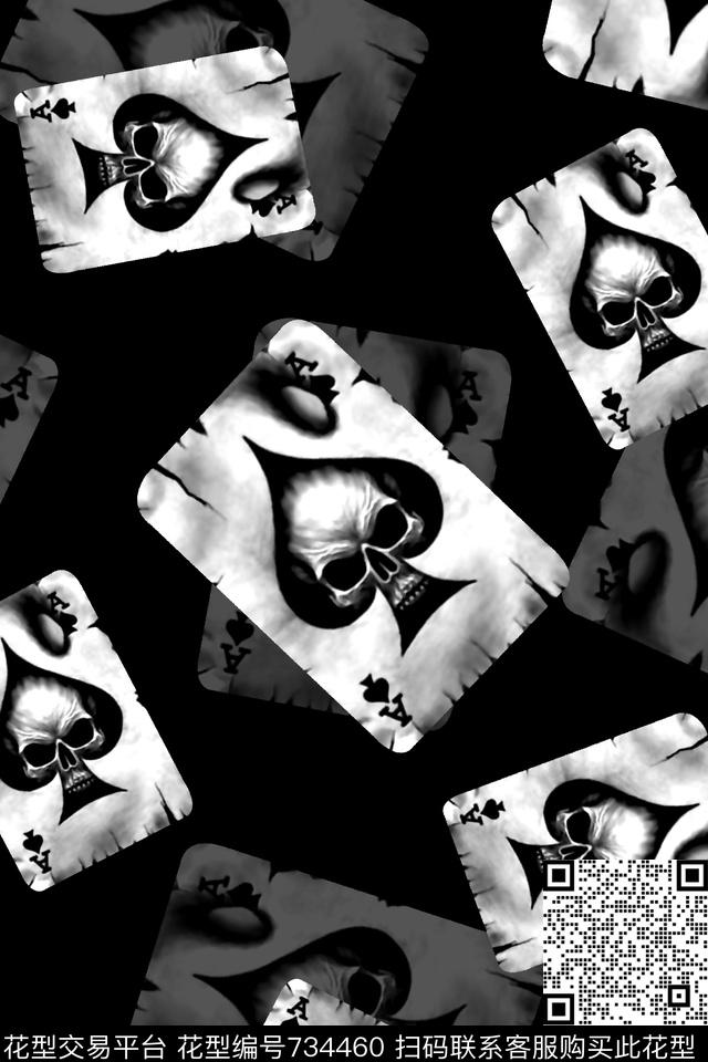 骷髅头纸牌男装夹克华亿平台数码印花华亿平台下载（图片编号: 734460） - 瓦栏（Walan）