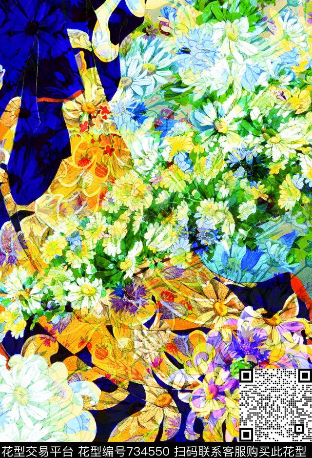 花瓣花朵花纹数码印花华亿平台下载（图片编号: 734550） - 瓦栏（Walan）