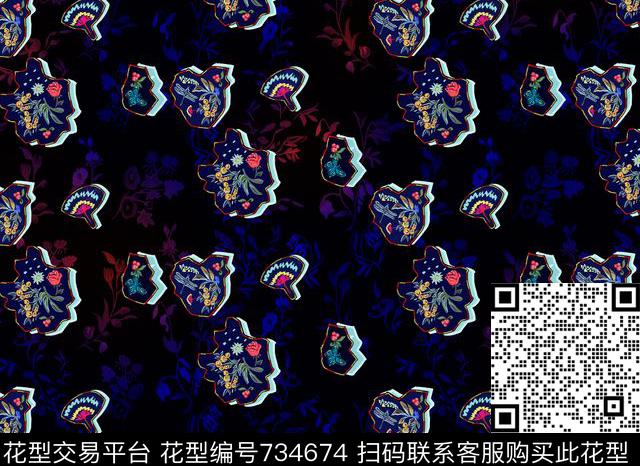 小碎花抽象植物数码印花华亿平台下载（图片编号: 734674） - 瓦栏（Walan）