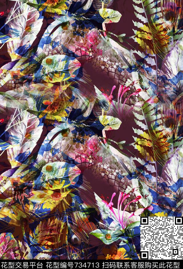 花瓣花卉花朵数码印花华亿平台下载（图片编号: 734713） - 瓦栏（Walan）