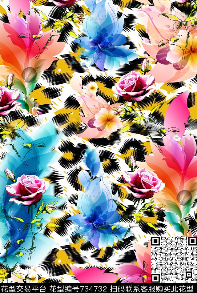 玫瑰花卉花卉手绘花卉数码印花华亿平台下载（图片编号: 734732） - 瓦栏（Walan）