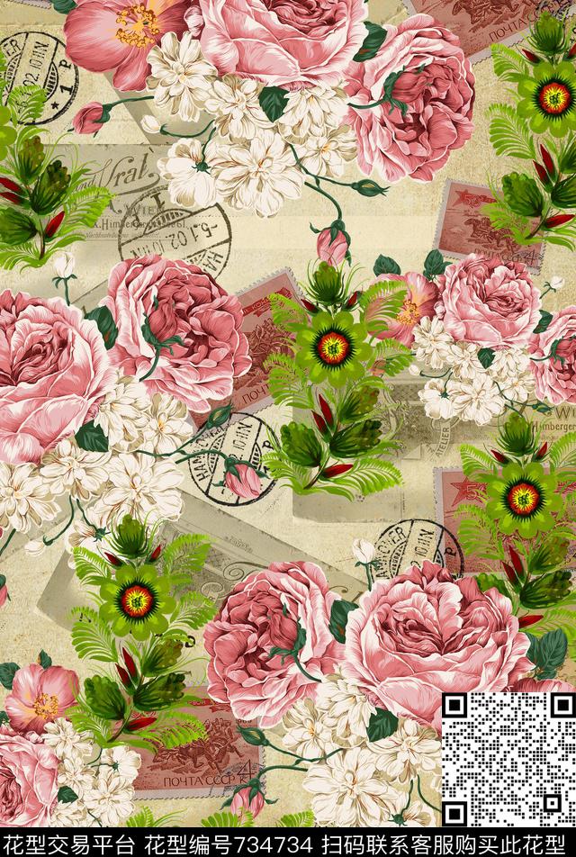 手绘花卉乱花小碎花数码印花华亿平台下载（图片编号: 734734） - 瓦栏（Walan）