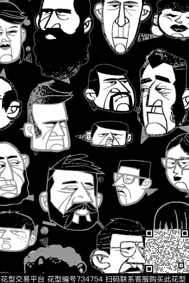 卡通人物头像男装夹克华亿平台童装华亿平台传统印花华亿平台下载（图片编号: 734754） - 瓦栏（Walan）