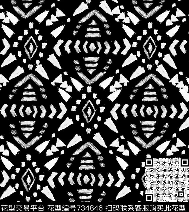 民族风格时尚女装华亿平台原创手绘传统印花华亿平台下载（图片编号: 734846） - 瓦栏（Walan）