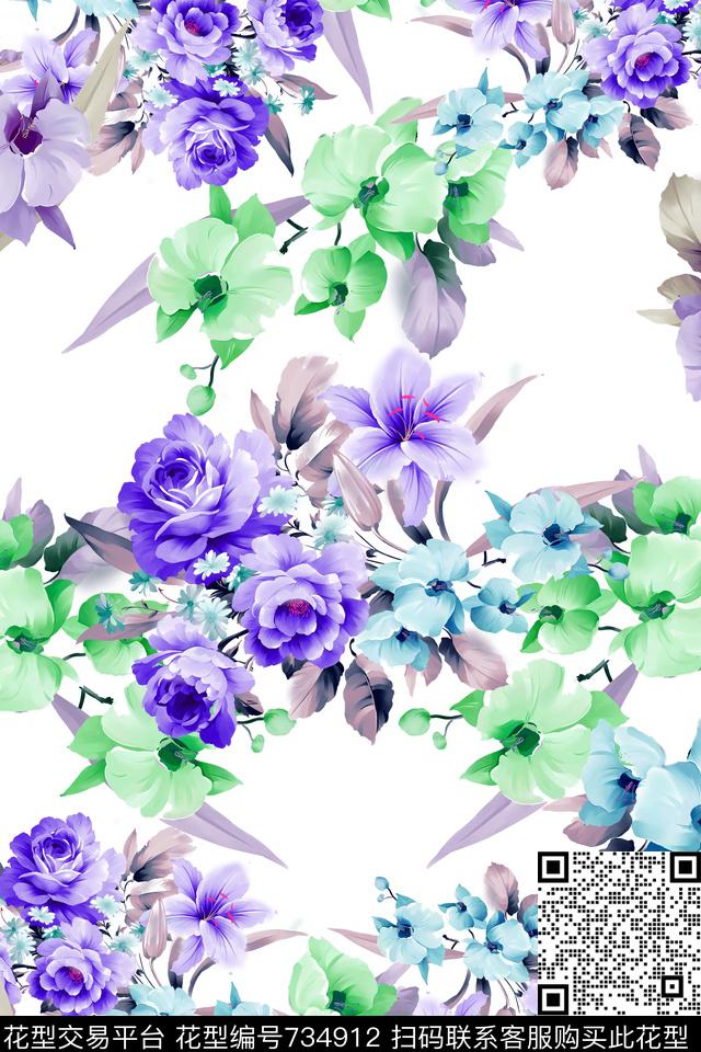 花瓣花朵花卉数码印花华亿平台下载（图片编号: 734912） - 瓦栏（Walan）
