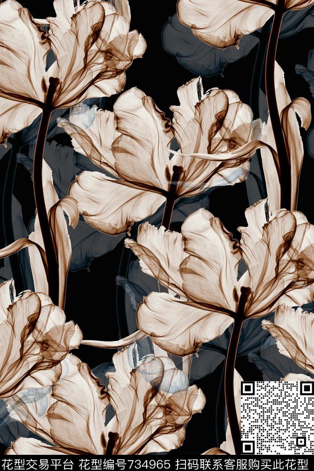 花卉大花花鸟数码印花华亿平台下载（图片编号: 734965） - 瓦栏（Walan）