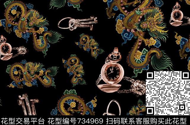 中国龙石膏复古数码印花华亿平台下载（图片编号: 734969） - 瓦栏（Walan）