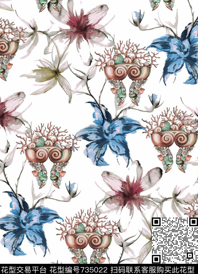 花卉组合花卉及动物纹范思哲versace数码印花华亿平台下载（图片编号: 735022） - 瓦栏（Walan）