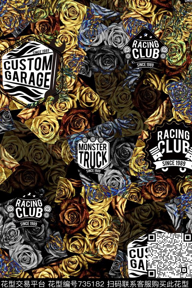 花卉标志夹克外套数码印花华亿平台下载（图片编号: 735182） - 瓦栏（Walan）