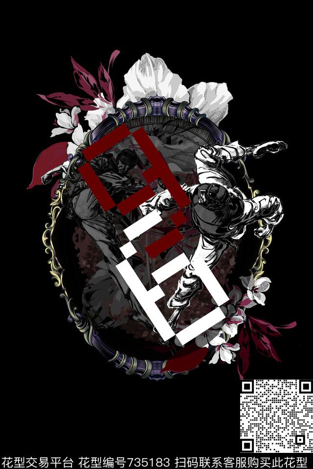 花卉人物复古数码印花华亿平台下载（图片编号: 735183） - 瓦栏（Walan）