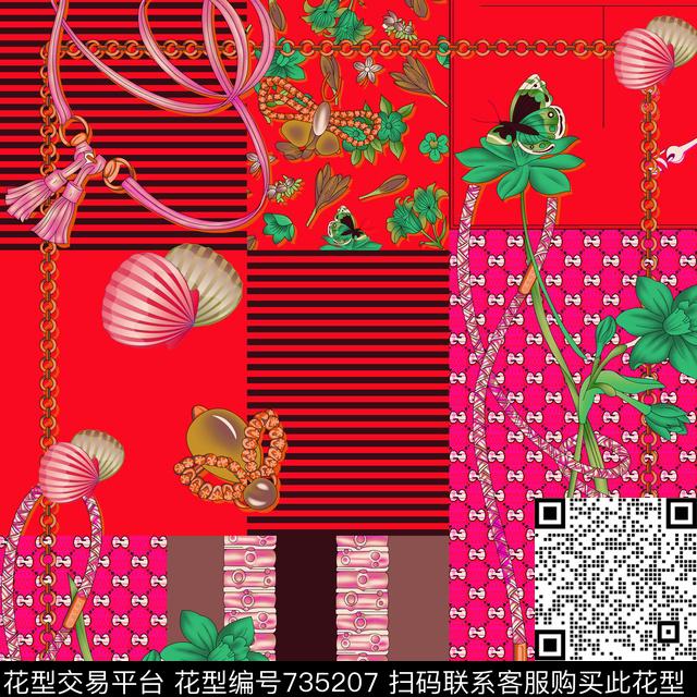 链条花卉大牌数码印花华亿平台下载（图片编号: 735207） - 瓦栏（Walan）
