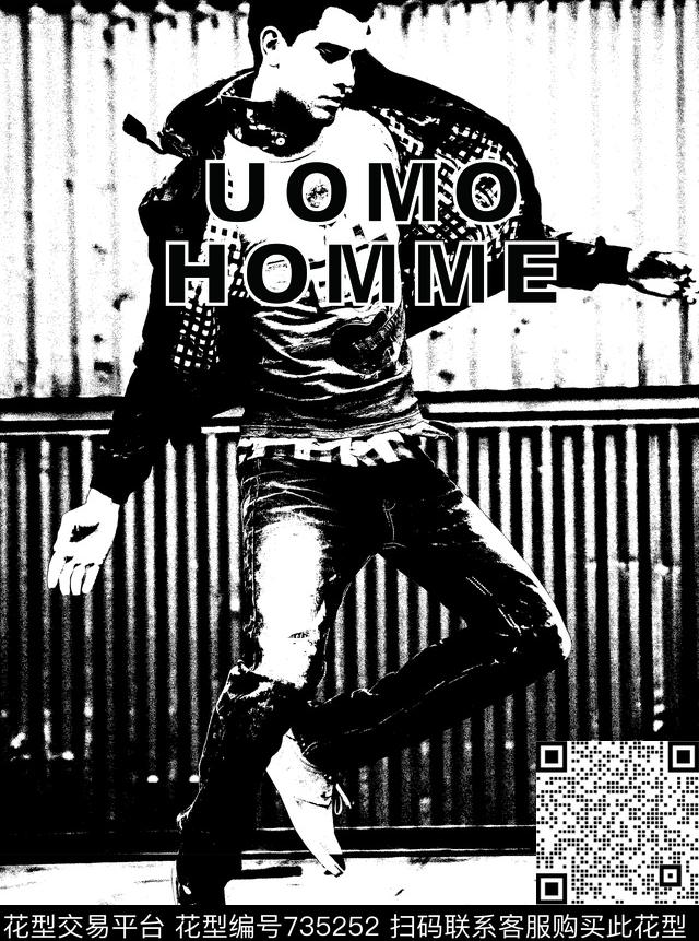 黑白调定位印花摇滚风传统印花华亿平台下载（图片编号: 735252） - 瓦栏（Walan）