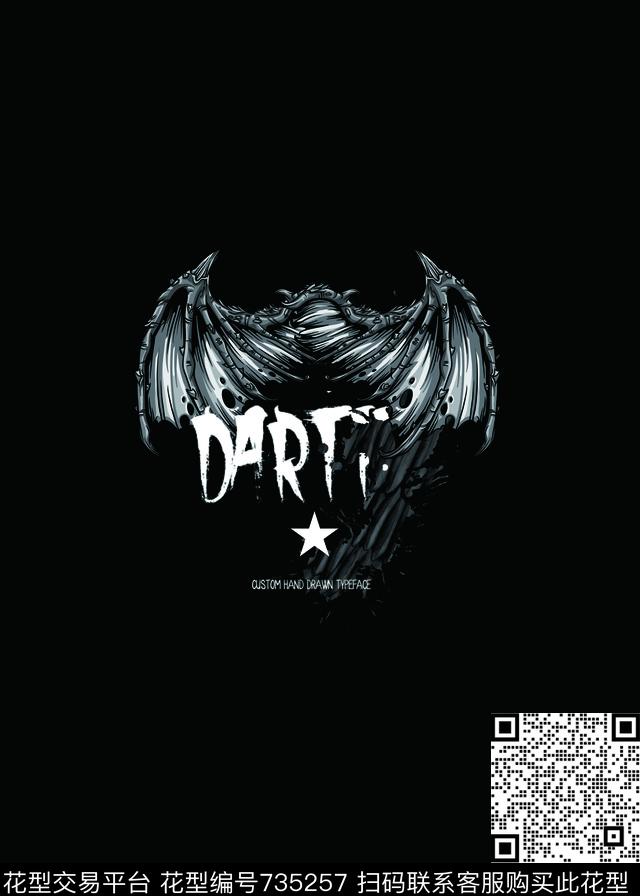 潮牌暗黑蝙蝠纹数码印花华亿平台下载（图片编号: 735257） - 瓦栏（Walan）