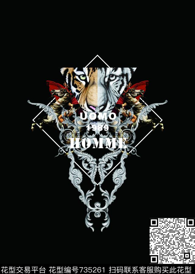 欧式古典花纹老虎纹欧美大牌数码印花华亿平台下载（图片编号: 735261） - 瓦栏（Walan）