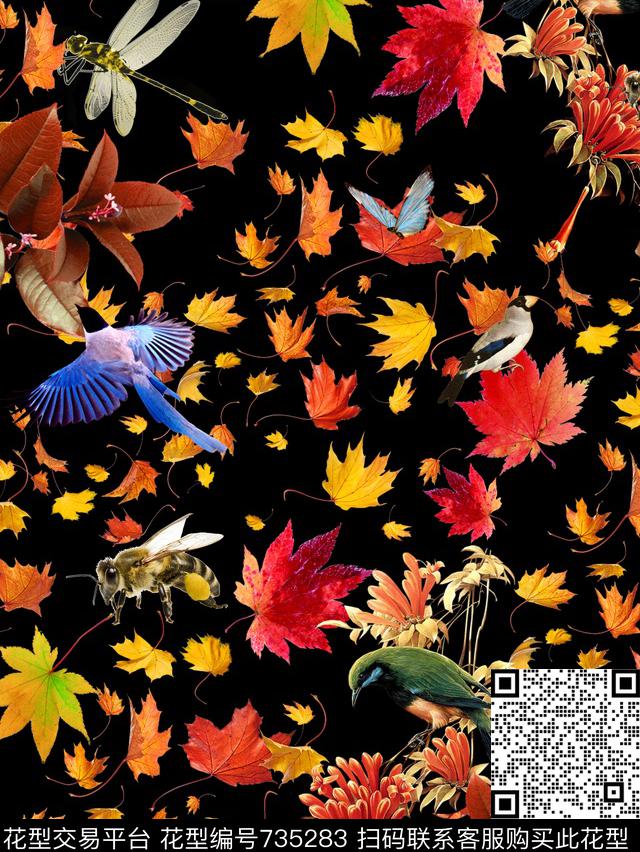 数码印花动物鹦鹉数码印花华亿平台下载（图片编号: 735283） - 瓦栏（Walan）