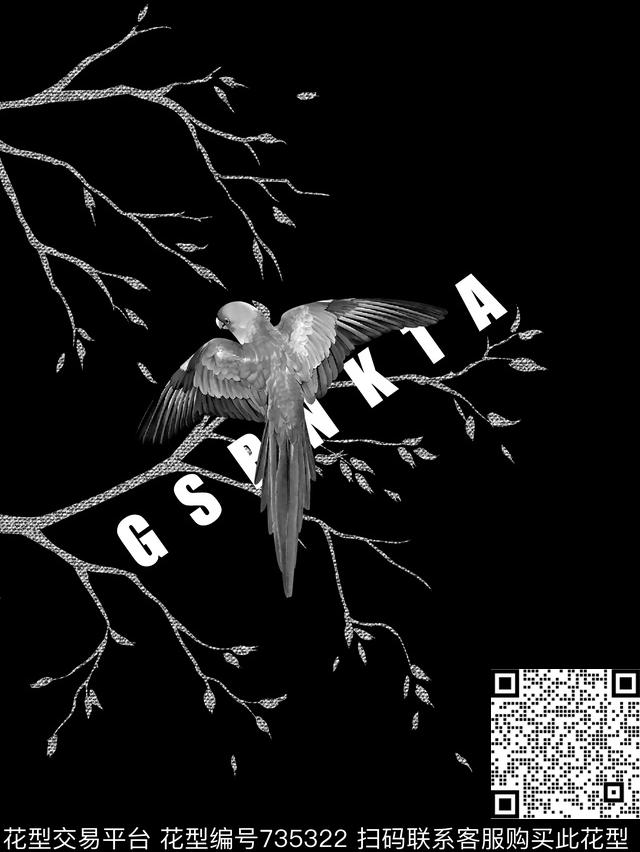 鸟树枝男装T恤华亿平台数码印花华亿平台下载（图片编号: 735322） - 瓦栏（Walan）