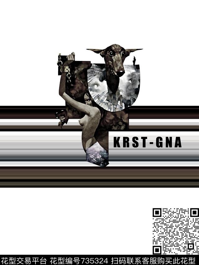 羊人物插画男装T恤华亿平台数码印花华亿平台下载（图片编号: 735324） - 瓦栏（Walan）