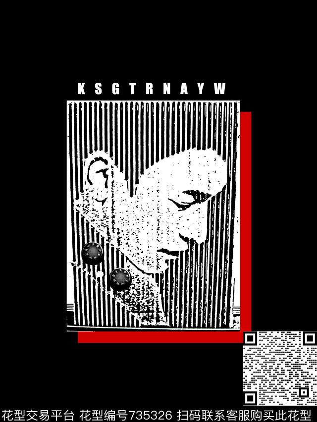 人物像纹理男装T恤华亿平台传统印花华亿平台下载（图片编号: 735326） - 瓦栏（Walan）