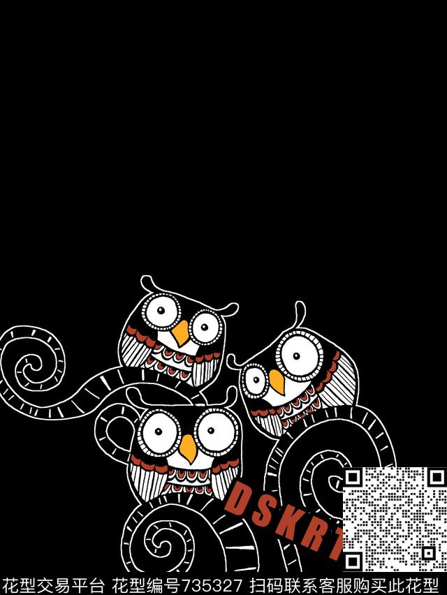 猫头鹰几何男装T恤华亿平台传统印花华亿平台下载（图片编号: 735327） - 瓦栏（Walan）