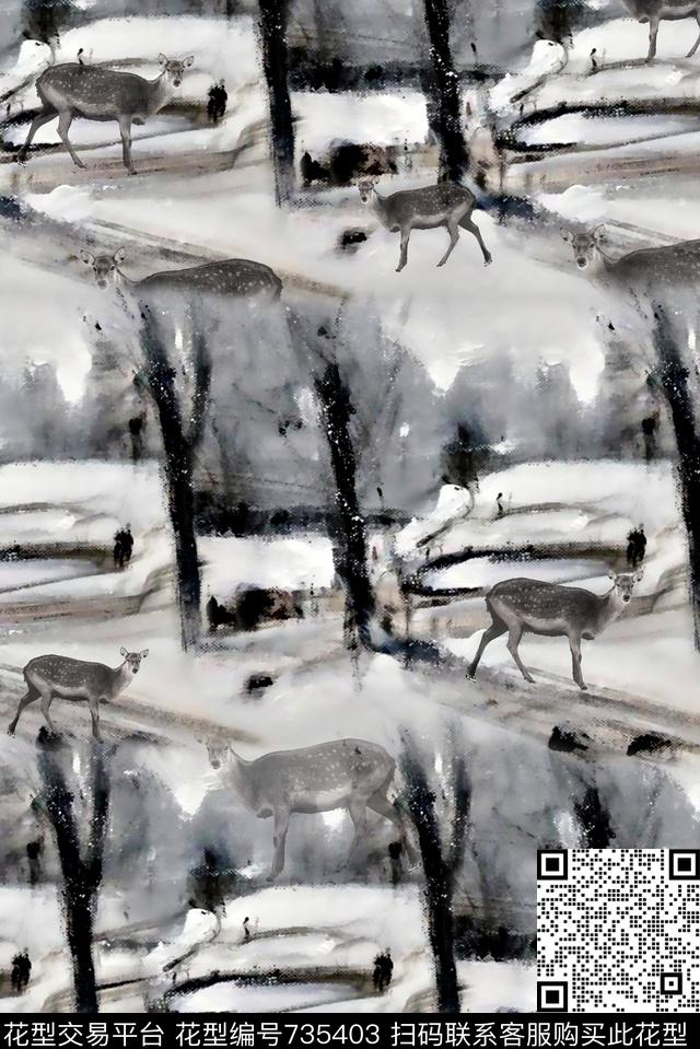 树木鹿男装夹克华亿平台数码印花华亿平台下载（图片编号: 735403） - 瓦栏（Walan）