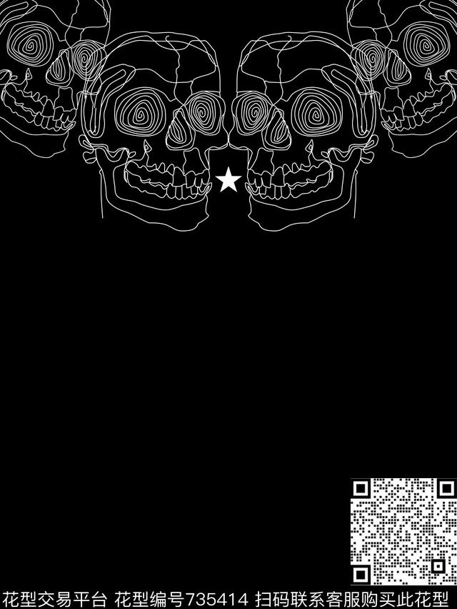 骷髅头时尚未来传统印花华亿平台下载（图片编号: 735414） - 瓦栏（Walan）