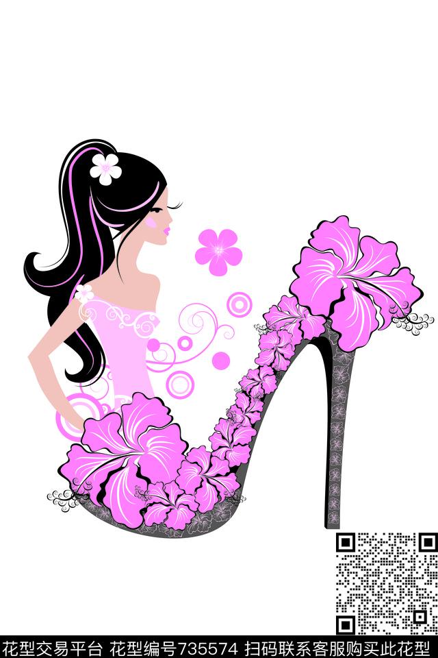 时尚美女、鞋。数码印花华亿平台下载（图片编号: 735574） - 瓦栏（Walan）