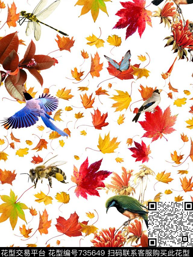 数码印花动物鹦鹉数码印花华亿平台下载（图片编号: 735649） - 瓦栏（Walan）