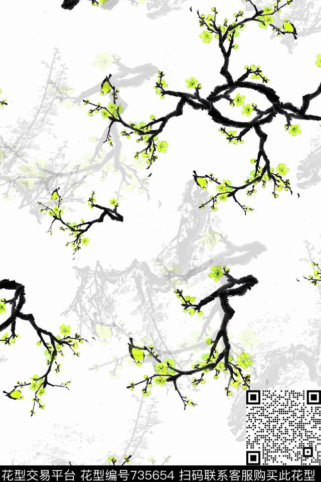 血红花卉透明花数码印花华亿平台下载（图片编号: 735654） - 瓦栏（Walan）