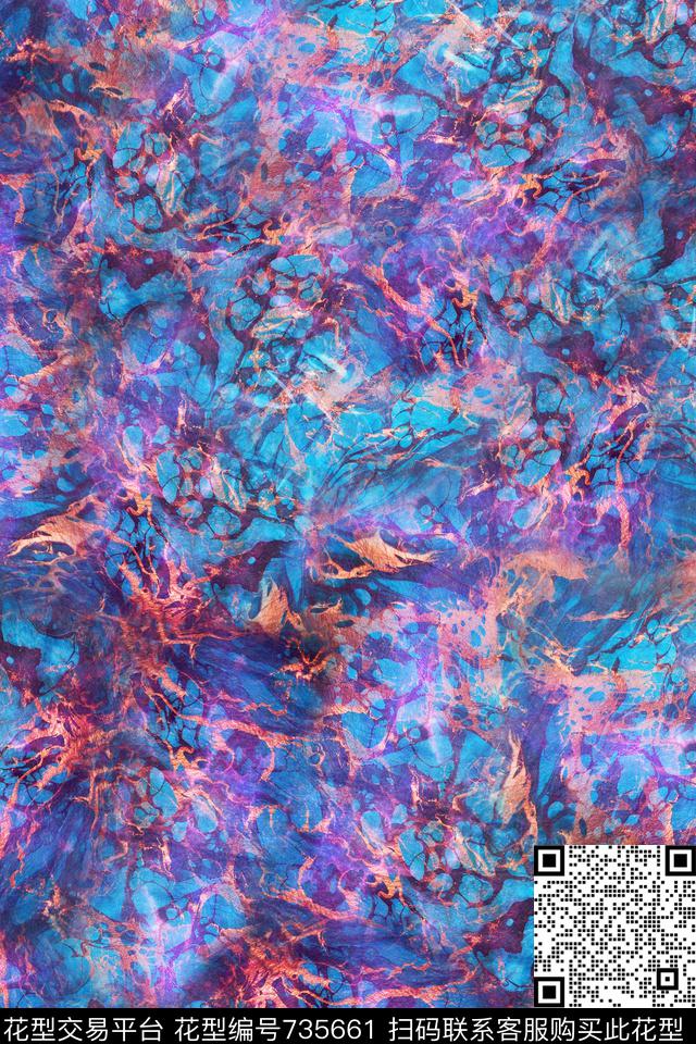纹理分形抽象数码印花华亿平台下载（图片编号: 735661） - 瓦栏（Walan）