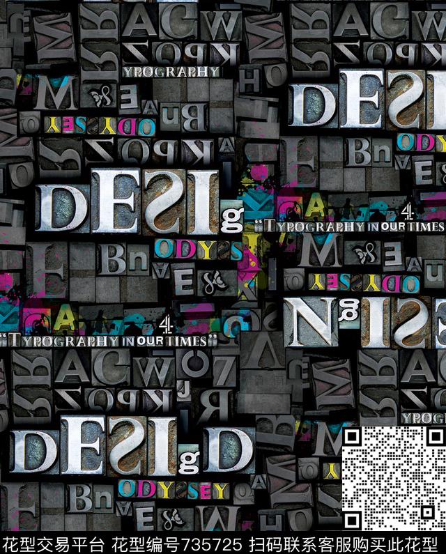 字母几何金属数码印花华亿平台下载（图片编号: 735725） - 瓦栏（Walan）