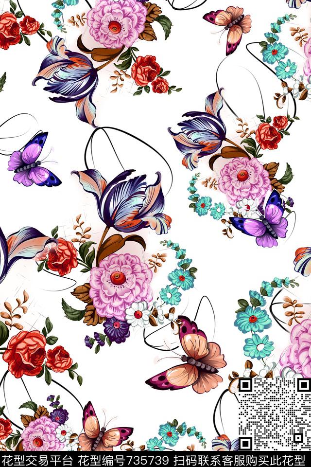花卉数码印花华亿平台下载（图片编号: 735739） - 瓦栏（Walan）