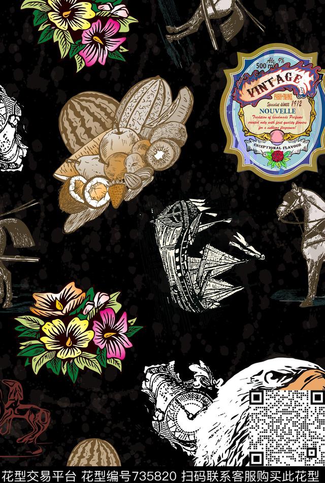 马大本钟鹰头传统印花华亿平台下载（图片编号: 735820） - 瓦栏（Walan）