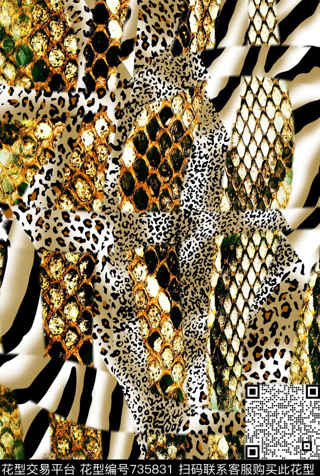 豹纹虎纹蜜巢数码印花华亿平台下载（图片编号: 735831） - 瓦栏（Walan）