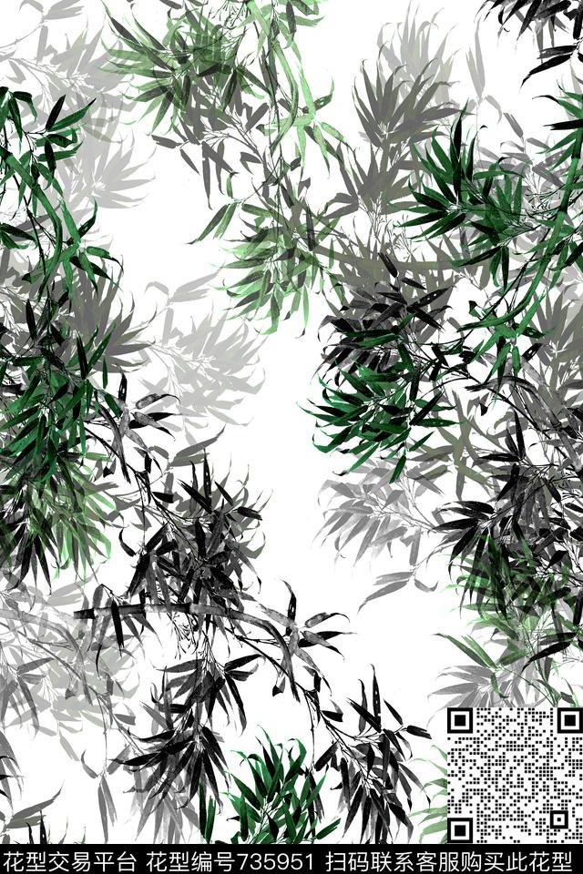 定位花女装中国风数码印花华亿平台下载（图片编号: 735951） - 瓦栏（Walan）