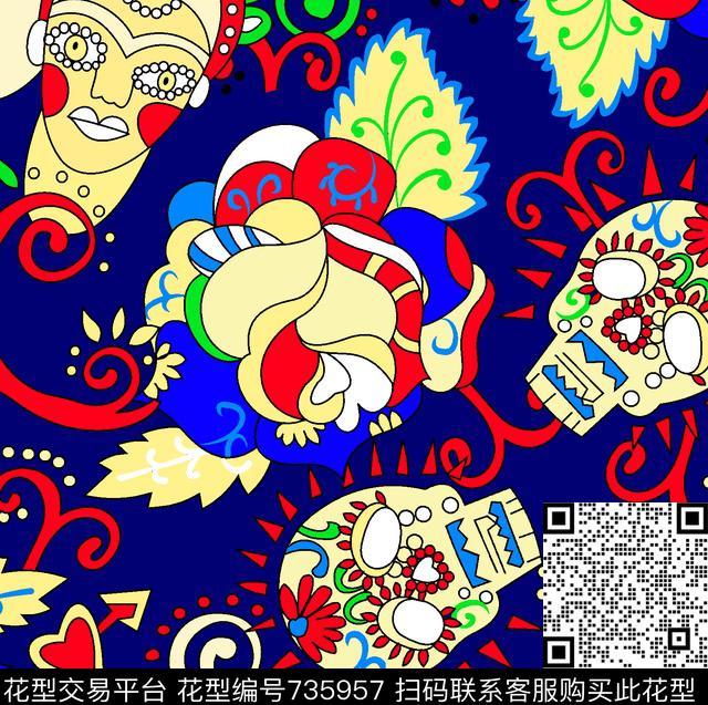 复古欧式玫瑰传统印花华亿平台下载（图片编号: 735957） - 瓦栏（Walan）