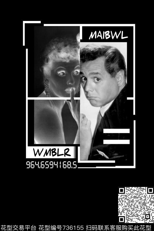 黑白照片人物英文数码印花华亿平台下载（图片编号: 736155） - 瓦栏（Walan）