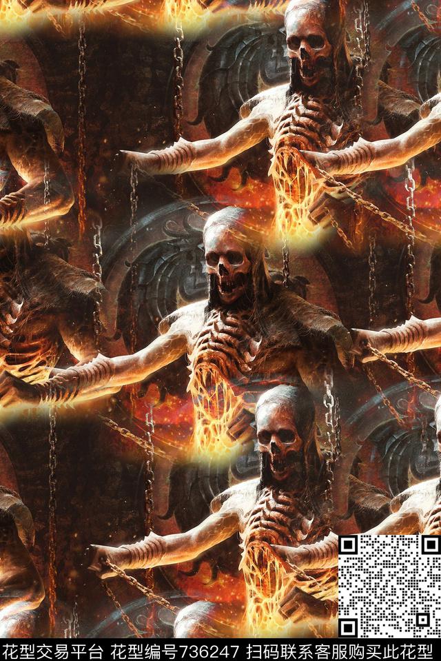 抽象手绘水彩画游戏场景人物骷髅头纹理数码印花时尚潮流男装夹克外套卫衣棉服印花潮流欧美复古印花数码印花华亿平台下载（图片编号: 736247） - 瓦栏（Walan）