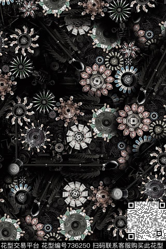 抽象纹理机械几何纹理金属数码印花时尚潮流男装夹克外套卫衣棉服印花潮流欧美复古印花数码印花华亿平台下载（图片编号: 736250） - 瓦栏（Walan）