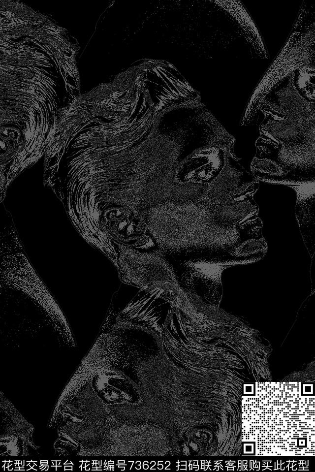 抽象手绘纹理男子人物纹理印花时尚潮流男装夹克外套卫衣棉服印花潮流欧美复古印花数码印花华亿平台下载（图片编号: 736252） - 瓦栏（Walan）