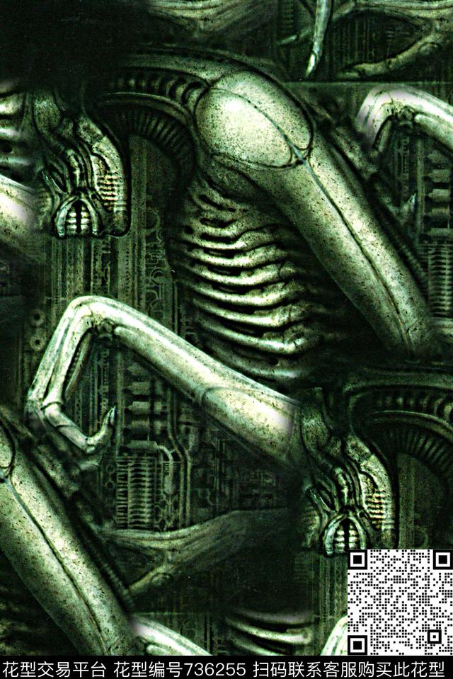 抽象手绘异形金属人物数码印花时尚潮流男装夹克外套卫衣棉服印花潮流欧美复古印花数码印花华亿平台下载（图片编号: 736255） - 瓦栏（Walan）