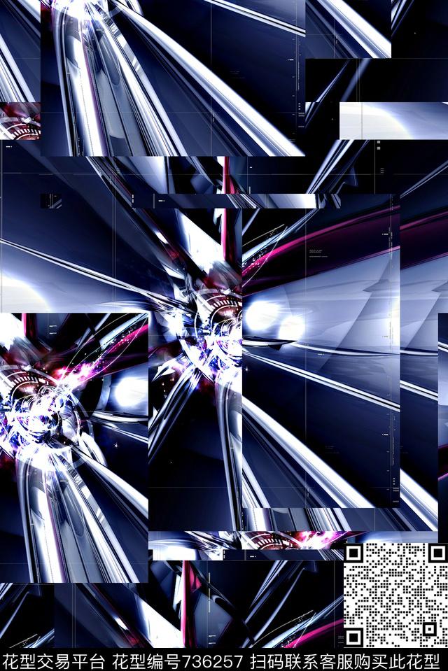 抽象分形艺术几何金属纹理数码印花时尚潮流男装夹克外套卫衣棉服印花潮流欧美复古印花数码印花华亿平台下载（图片编号: 736257） - 瓦栏（Walan）