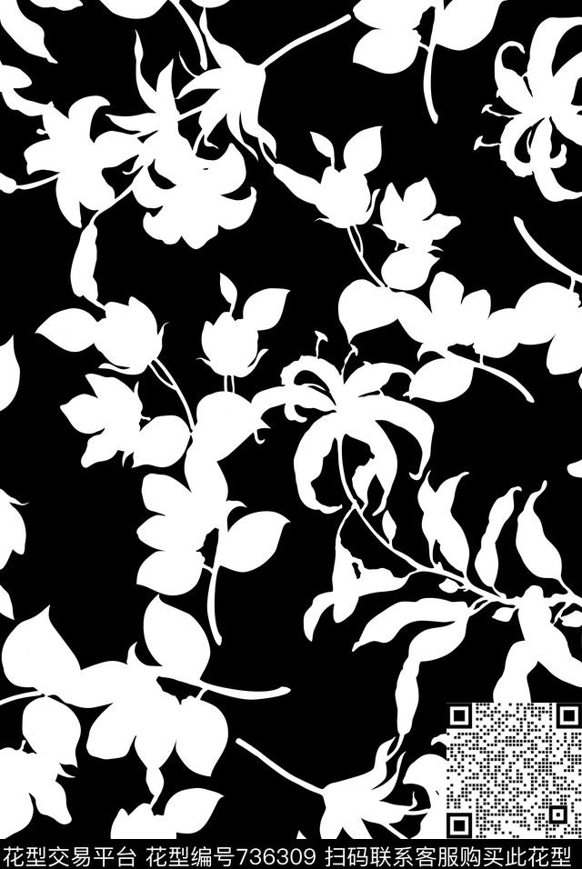 不定位丝巾女装家纺花卉两色传统印花华亿平台下载（图片编号: 736309） - 瓦栏（Walan）