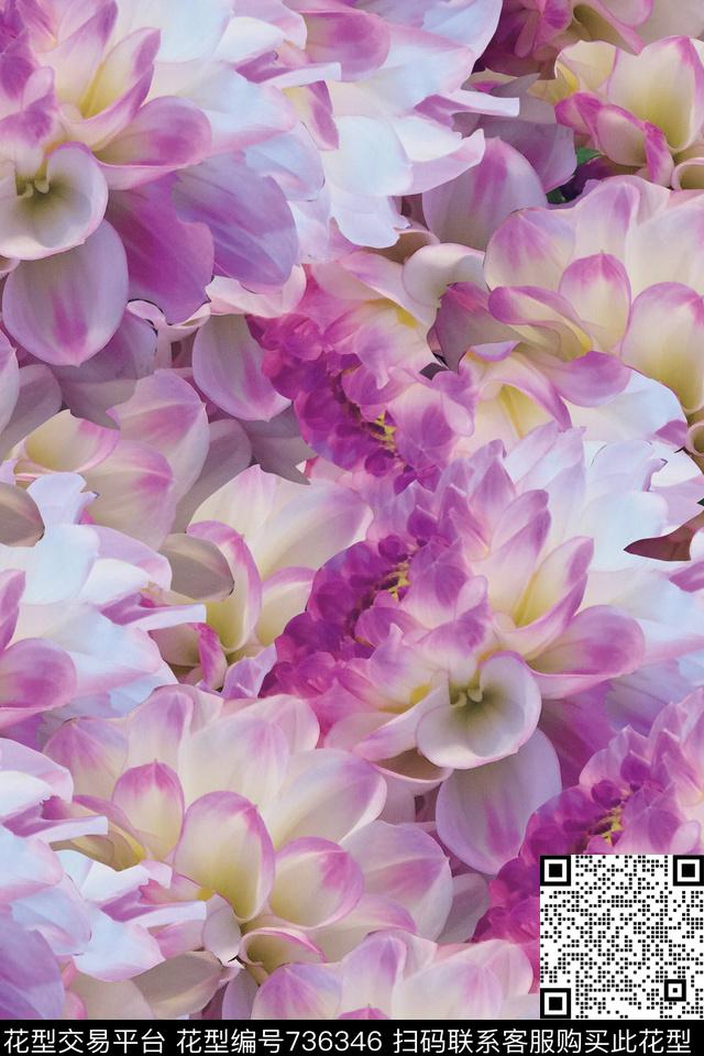 大花花瓣花朵数码印花华亿平台下载（图片编号: 736346） - 瓦栏（Walan）