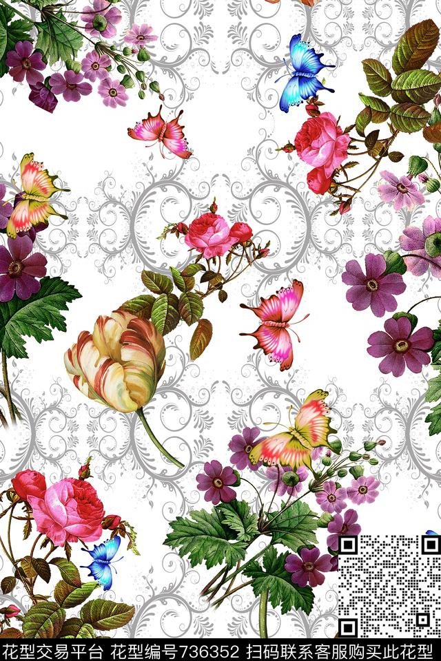 花卉数码印花华亿平台下载（图片编号: 736352） - 瓦栏（Walan）