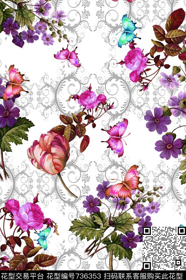 花卉数码印花华亿平台下载（图片编号: 736353） - 瓦栏（Walan）