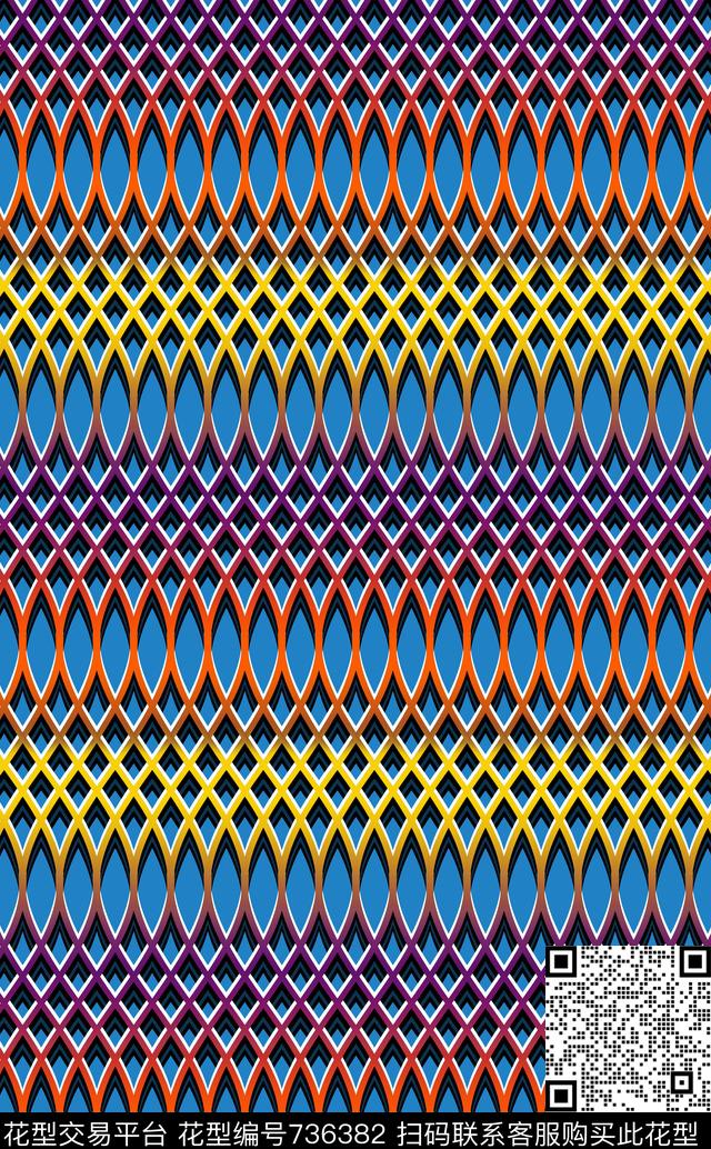 扭曲线条渐变叠加科技感花纹数码印花华亿平台下载（图片编号: 736382） - 瓦栏（Walan）